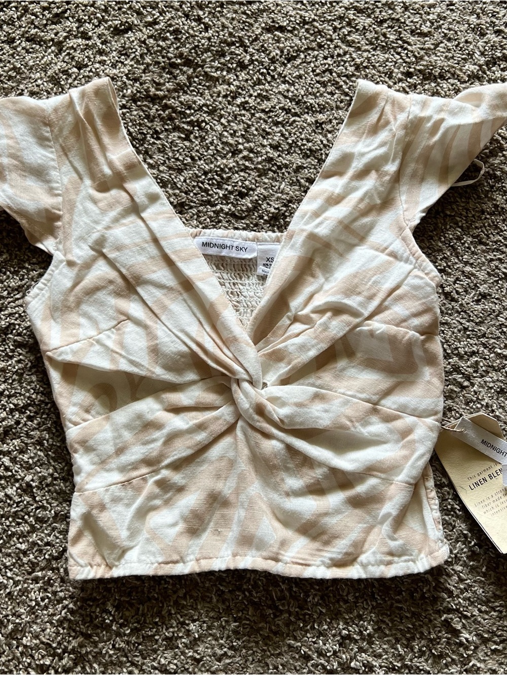 Linen Twist-Front Women's Crop Top - NWT